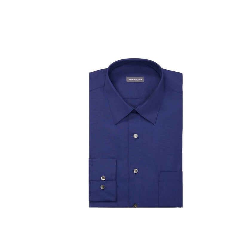 Van Heusen قميص رسمي للرجال من فان هيوسن بتصميم عادي من قماش البوبلين بلون أزرق فارسي، مقاس 18.5" للعنق وطول 36"-37" للأكمام - Image 3